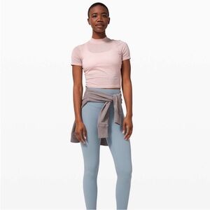 lululemon athletica kitsilano mock neck Pink Crop Top